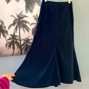 Long Dark Blue Flared Skirt